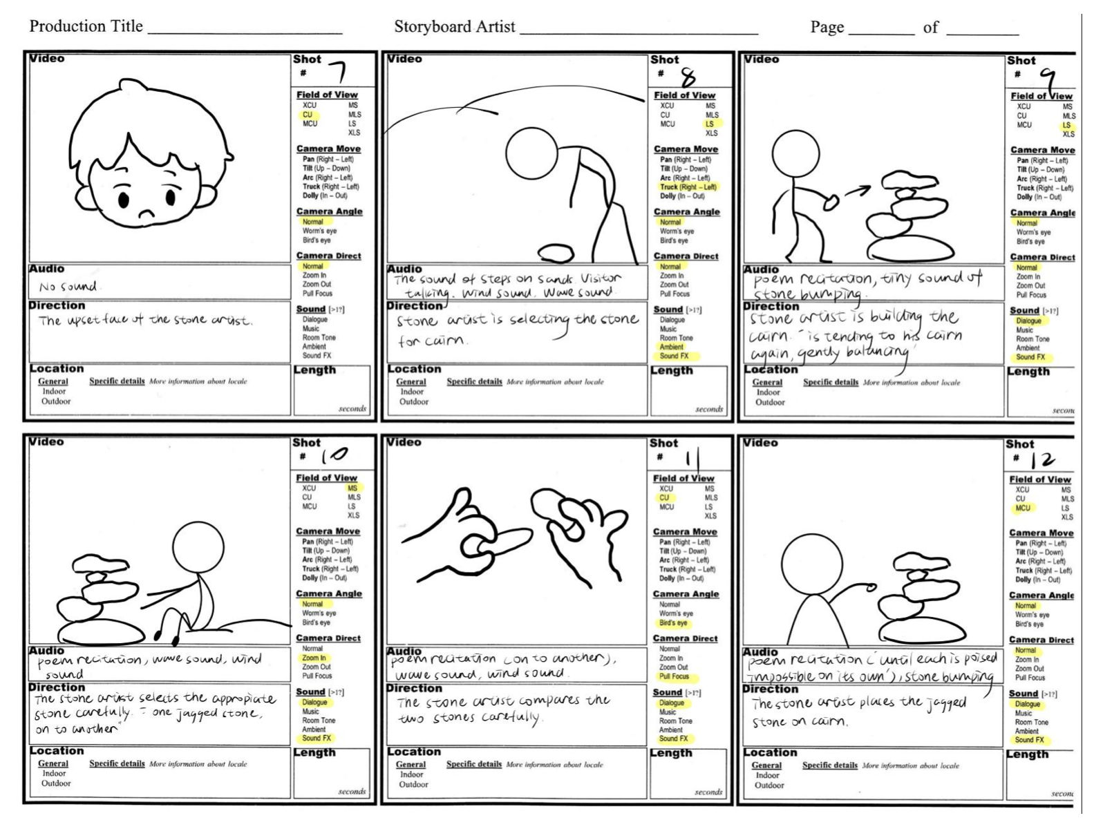 The Stone Artist Storyboard